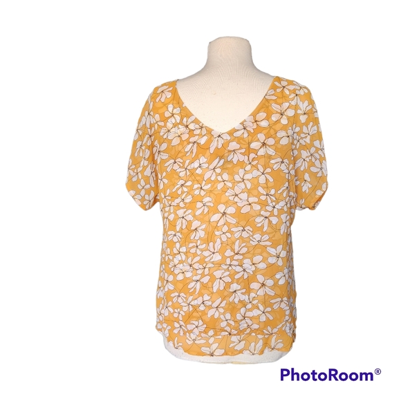 CABI FLORAL SHEER LINED V-NECK FLOWY SUMMER LIGHTWEIGHT BLOUSE SIZE MEDIUM EUC - Picture 3 of 8